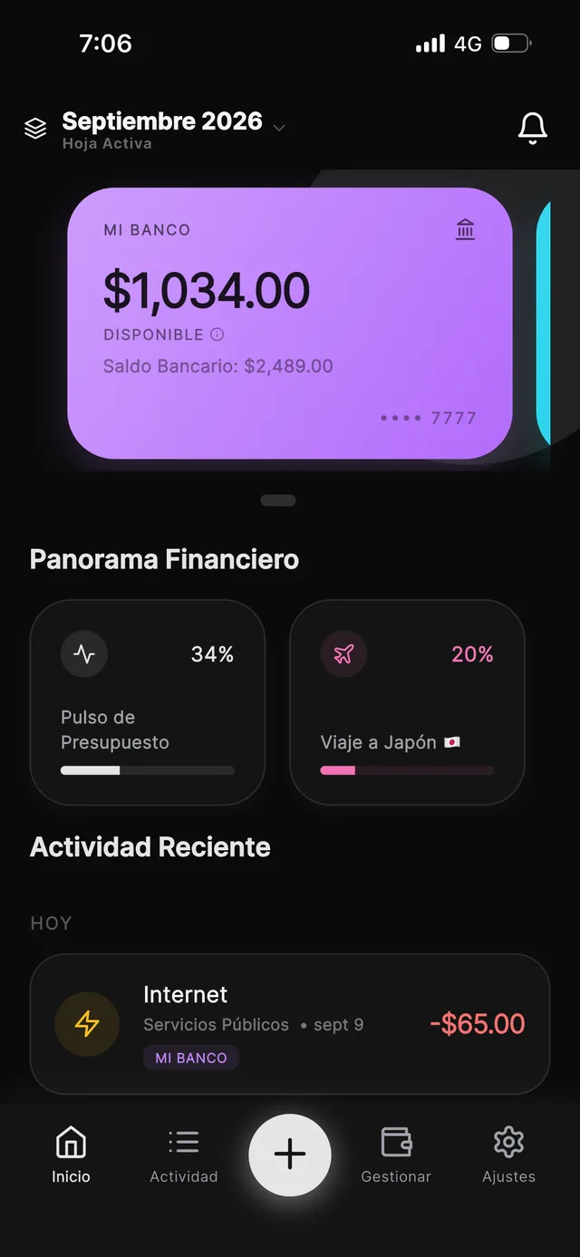 ARKA Budget financial overview in the Dark theme
